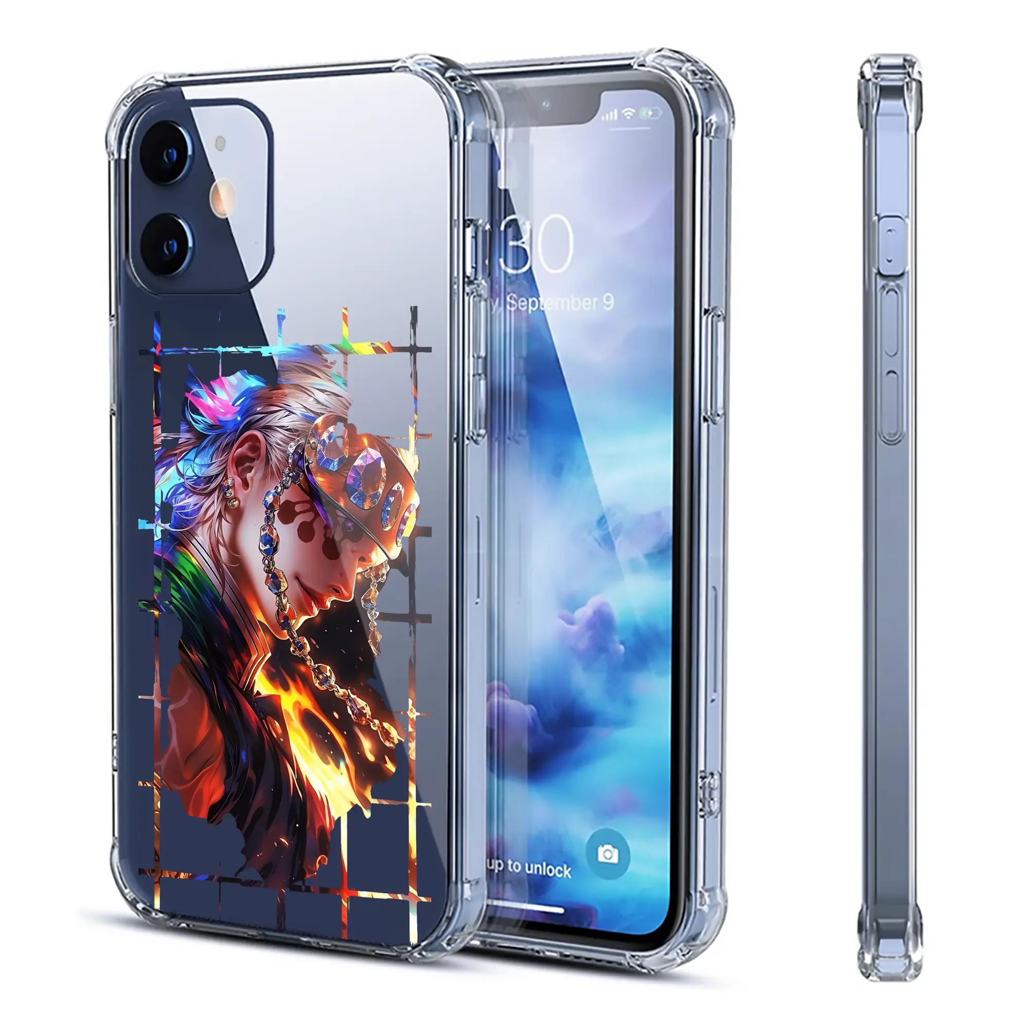 鬼滅の刃 グッズ,宇髄 天元 - IPhone 12シリーズ対応 ・ 透明スマホケース ・ クリアソフトケース ・ TPU素材 ・ 耐衝撃 ・ 高密着 ・ 防汚 防指紋 ・ 簡単着脱